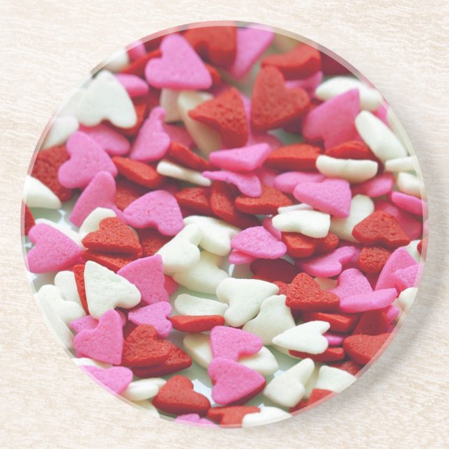 Valentine Hearts Sandstone Coaster (Front)