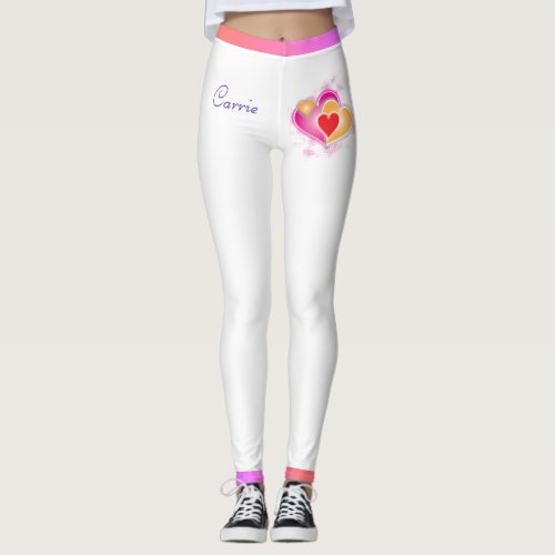 Valentine Hearts  Shades of Pink Leggings