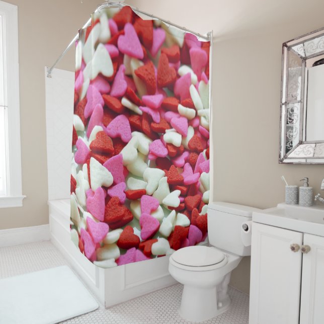 Valentine Hearts Shower Curtain (In Situ)