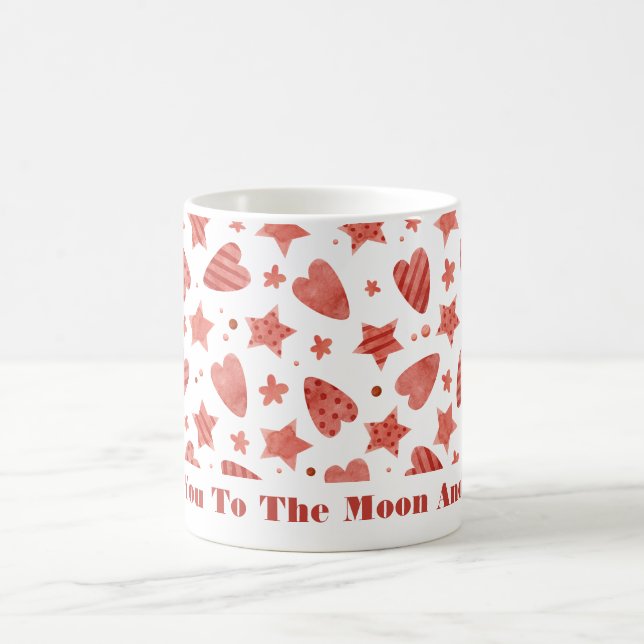 Valentine Hearts & Stars Pattern Coffee Mug (Center)