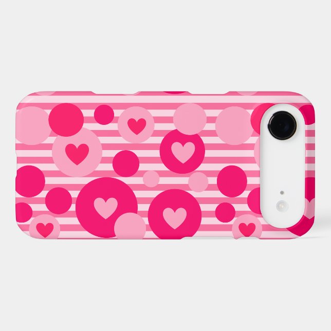 Valentine Hearts Stripe Dots  iPhone Case (Back Horizontal)