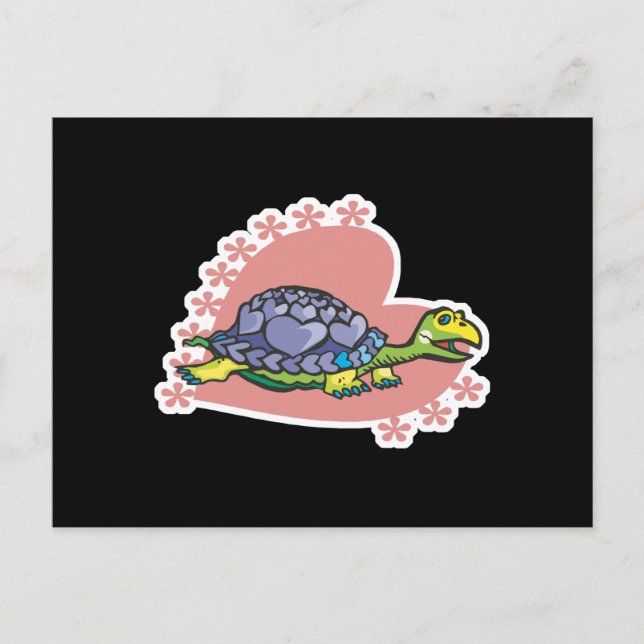 valentine hearts turtle holiday postcard (Front)