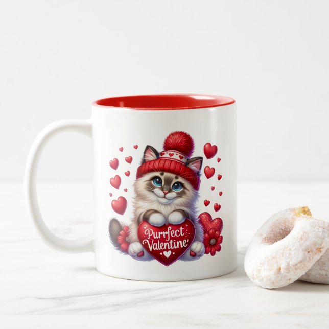 Valentine Hearts  Two-Tone Coffee Mug (With Donut)