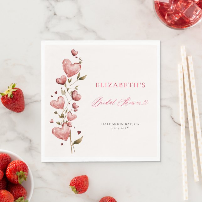 Valentine Hearts Vines Whimsical Bridal Shower Napkins (Insitu)