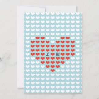 Valentine Hearts Wedding (Red + Sky Blue) Invitation