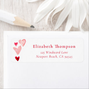 Valentine Hearts Whimsical Art Watercolor Label