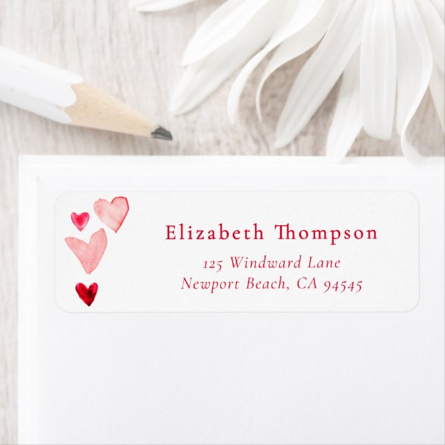 Valentine Hearts Whimsical Art Watercolor Label (Insitu)