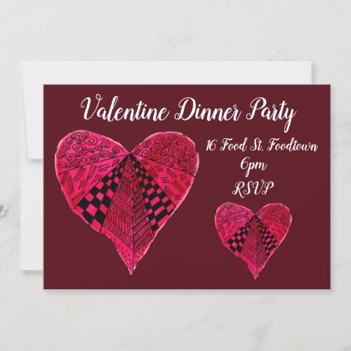 Valentine hearts whimsical dinner party invitation
