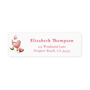 Valentine Hearts Whimsical Watercolor Elegant Chic Label