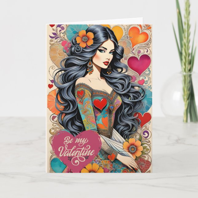 Valentine Hippie with Floral Heart Dress Announcement (Front)
