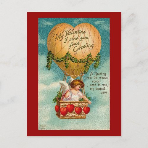 Valentine Hot Air Balloon 2 Holiday Postcard