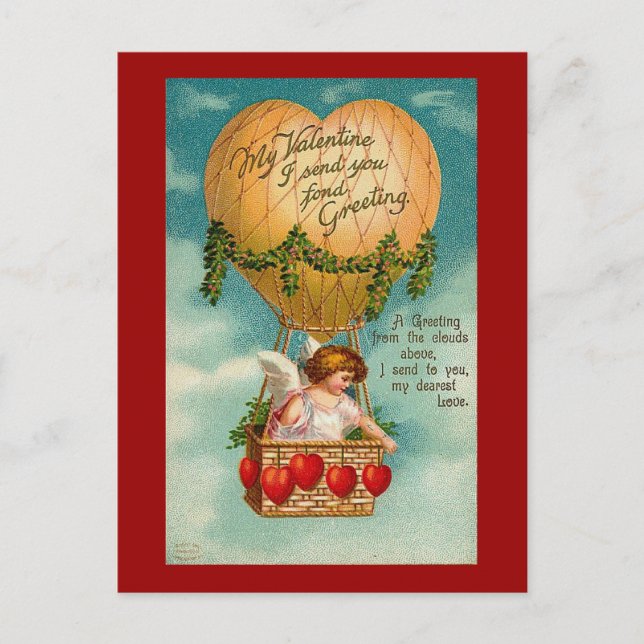 Valentine Hot Air Balloon (2) Holiday Postcard (Front)