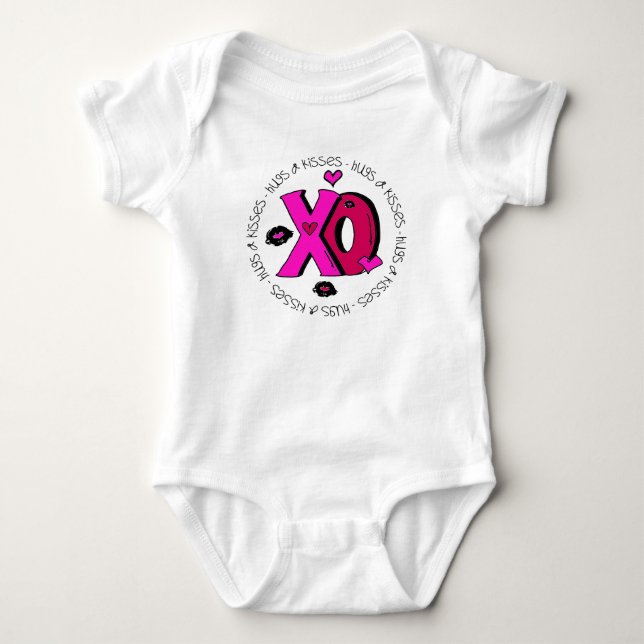 Valentine Hugs and Kisses Baby Bodysuit (Front)