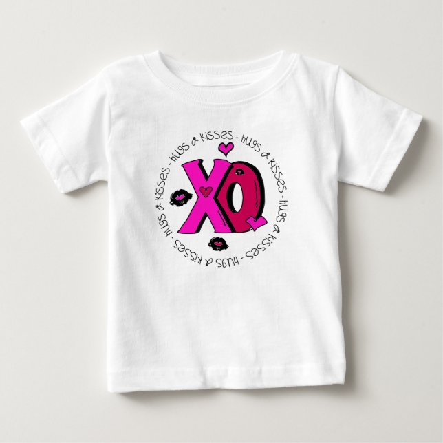 Valentine Hugs and Kisses Baby T-Shirt (Front)