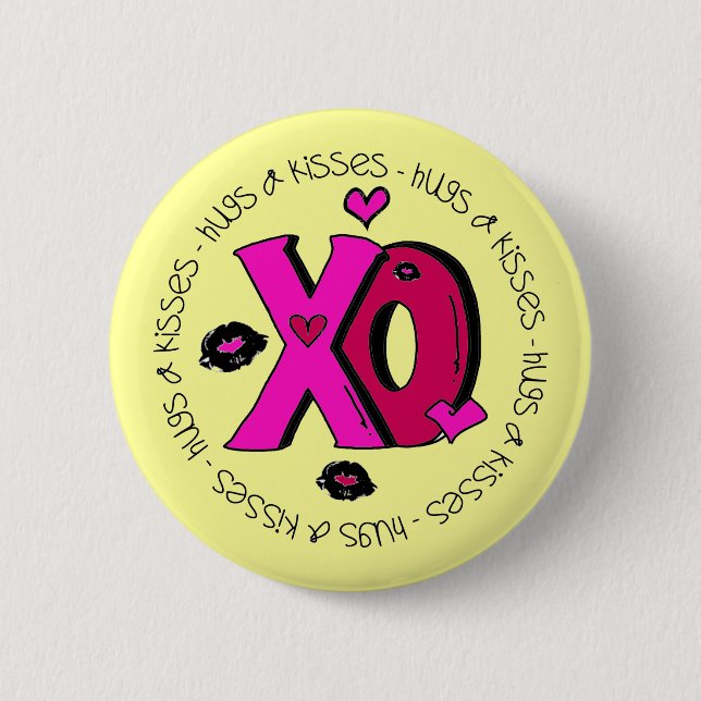 Valentine Hugs and Kisses Button (Front)