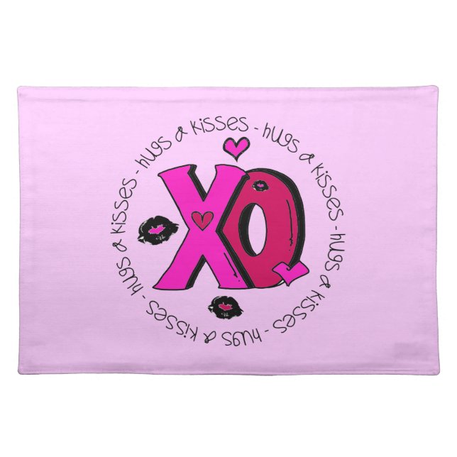 Valentine Hugs and Kisses Cloth Placemat (Front)