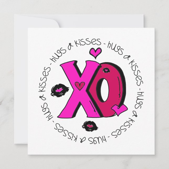 Valentine Hugs and Kisses Holiday Card (Front)