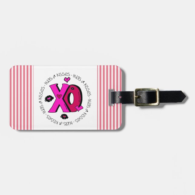 Valentine Hugs and Kisses Luggage Tag (Front Horizontal)