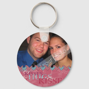 Valentine Hugs and Kisses Photo Keychain