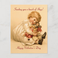 Valentine Hugs Holiday Postcard