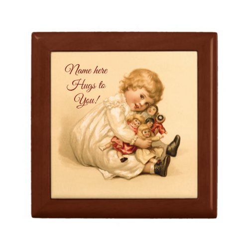 Valentine Hugs  Wooden Jewelry Keepsake Box