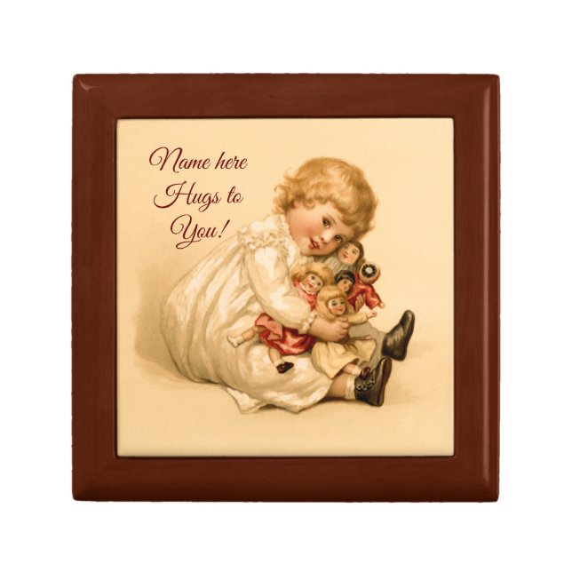 Valentine Hugs  Wooden Jewelry Keepsake Box (Front)