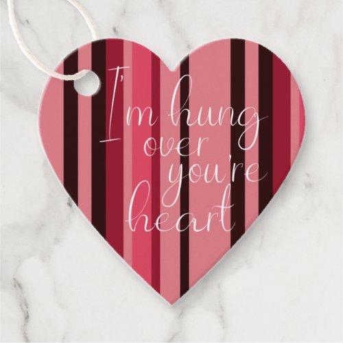 Valentine Hung Over Your Heart Fun Stripe Red Pink Favor Tags