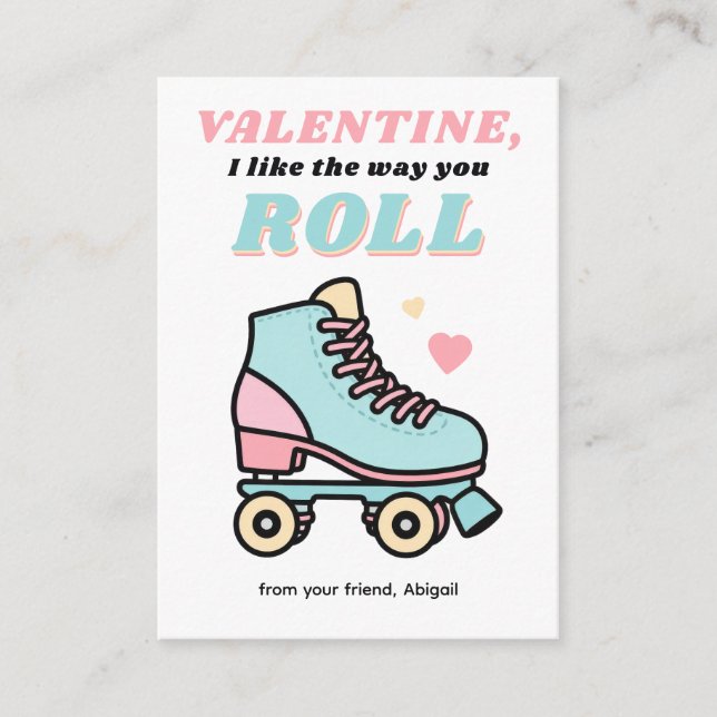 Valentine I Like the Way You Roll Note Card (Front)