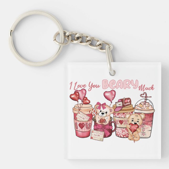 Valentine I Love You Beary Much Keychain (Front)