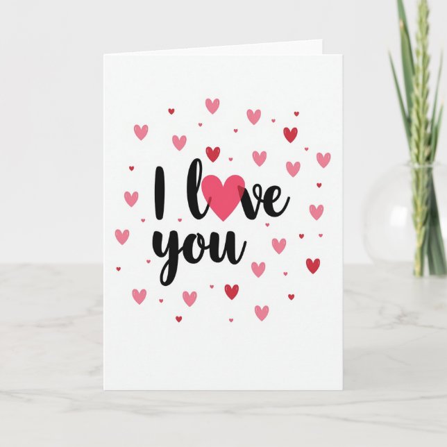 Valentine I Love You Hearts Card (Front)