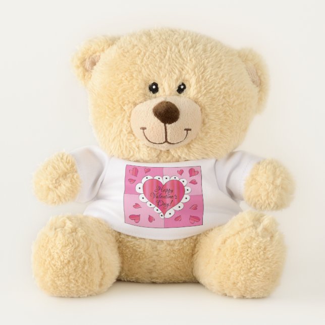 Valentine/I Love You Hearts Sherman Teddy Bear (Front)