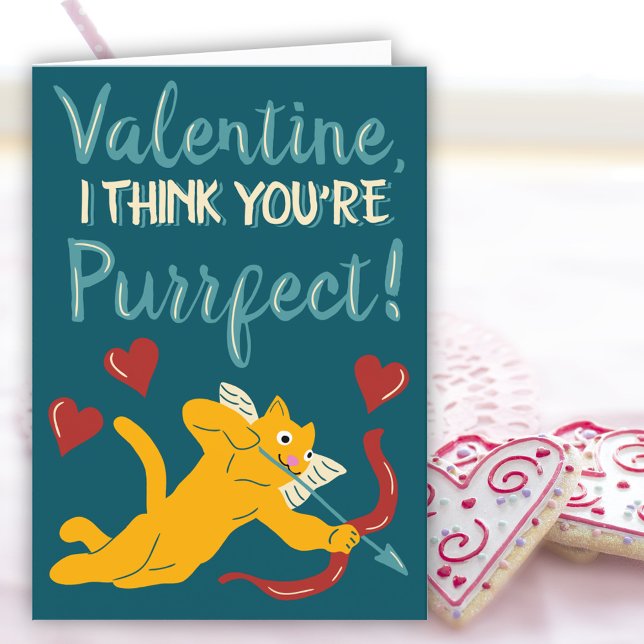 Valentine I Think You're Purrfect Cat Lovers Card (Creator Uploaded)