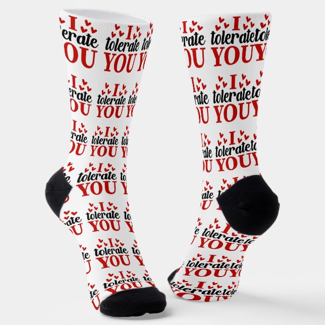 Valentine I Tolerate You Socks (Angled)