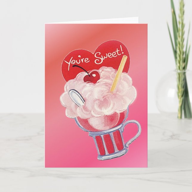 Valentine Ice Cream Soda Holiday Card (Front)