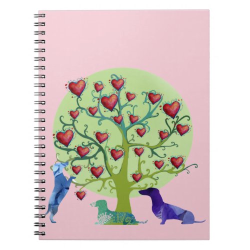 Valentine Illustration Notebook DachshundHearts Notebook