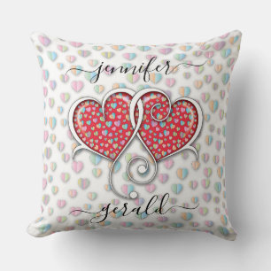 Valentine Interlocked Hearts Design Throw Pillow