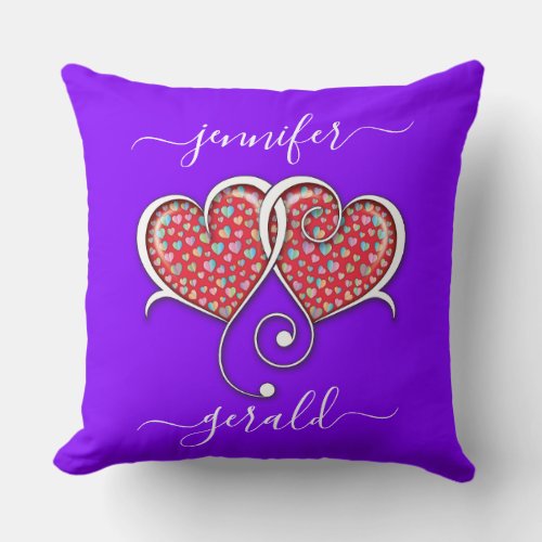 Valentine Interlocked Hearts Design Throw Pillow