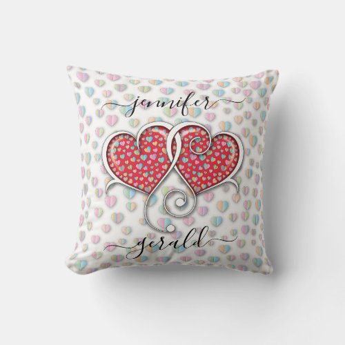 Valentine Interlocked Hearts Design Throw Pillow