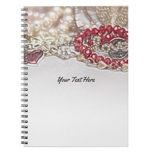 Valentine Jewels  Pearls Elegant Chic Glamour Notebook
