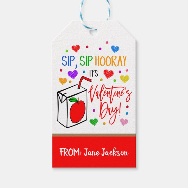 Valentine JuiceBox Gift Tag (Front)