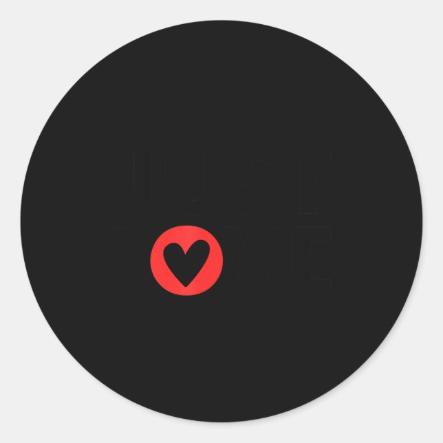 Valentine Just Love Black And Red  Classic Round Sticker (Front)