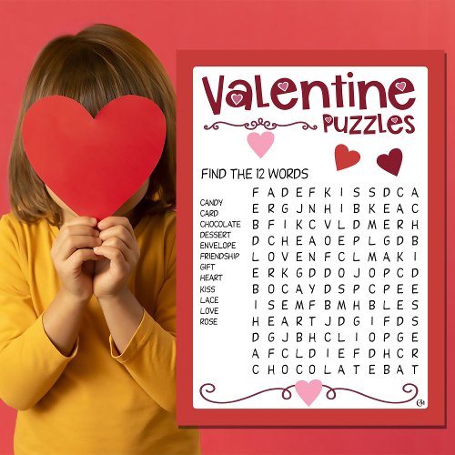 Valentine Kids Puzzles Activity Card