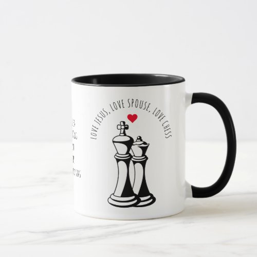 Valentine KING QUEEN Love Jesus Spouse Chess Mug