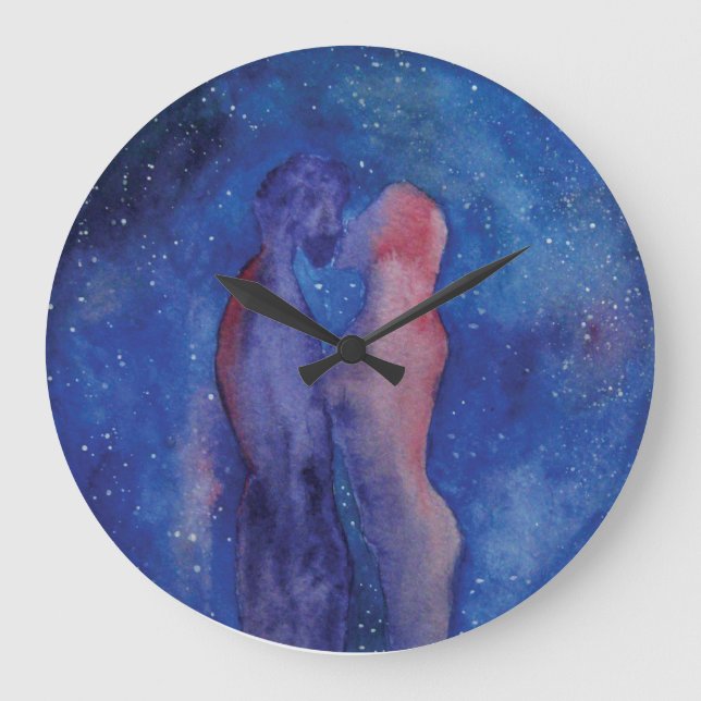Valentine Kiss couple art Round (Large) Wall Clock (Front)