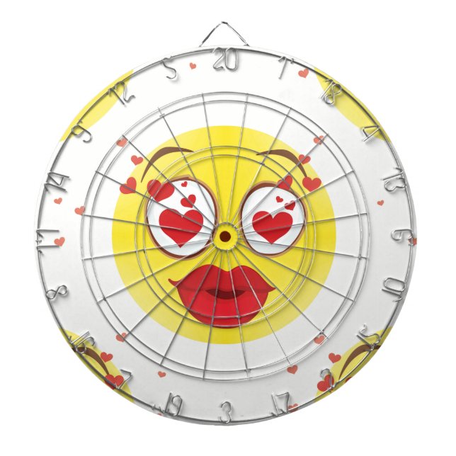 Valentine kiss Emoji Dart Board (Front)