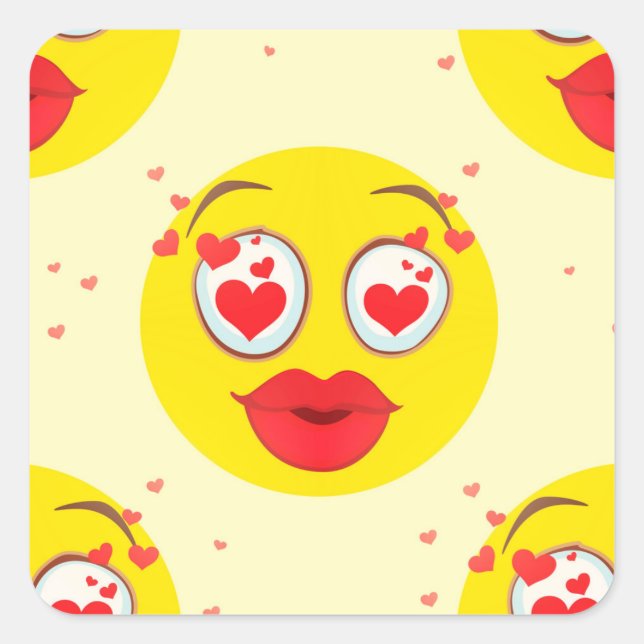 Valentine kiss Emoji Square Sticker (Front)