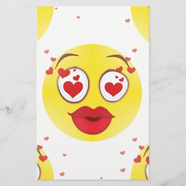 Valentine kiss Emoji Stationery (Front)
