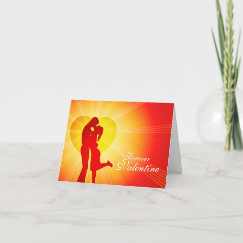 Valentine kiss forever  lover red glow card