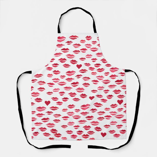 Valentine Kisses Pattern All-Over Print Apron (Front)