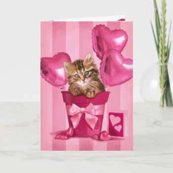 Valentine Kitten Holiday Card by MarylineCazenave at Zazzle